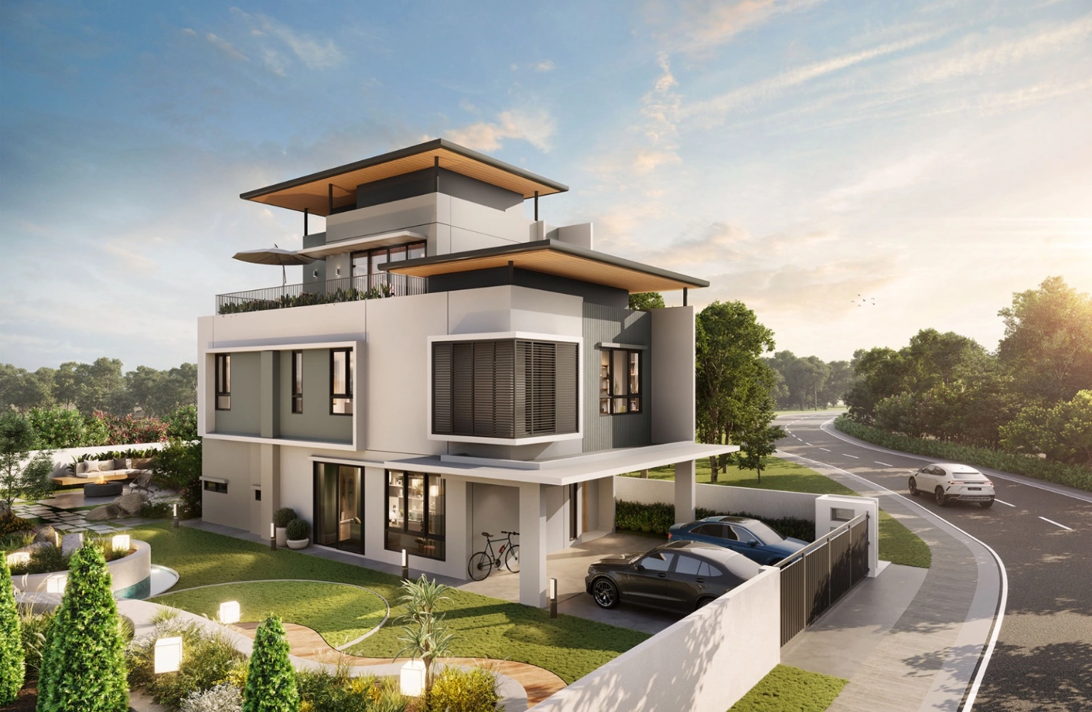 The Rise Emerald Rawang 3-storey zero-lot bungalow with rooftop terrace, Rawang Selangor in Kota Emerald, Rawang, Selangor