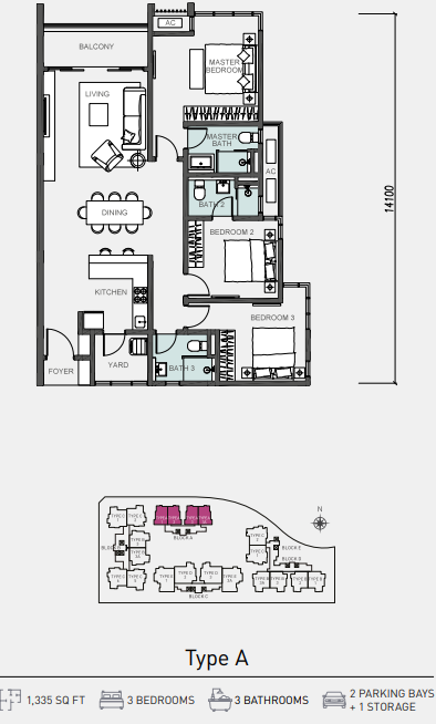 The Serenade Type A floor plan