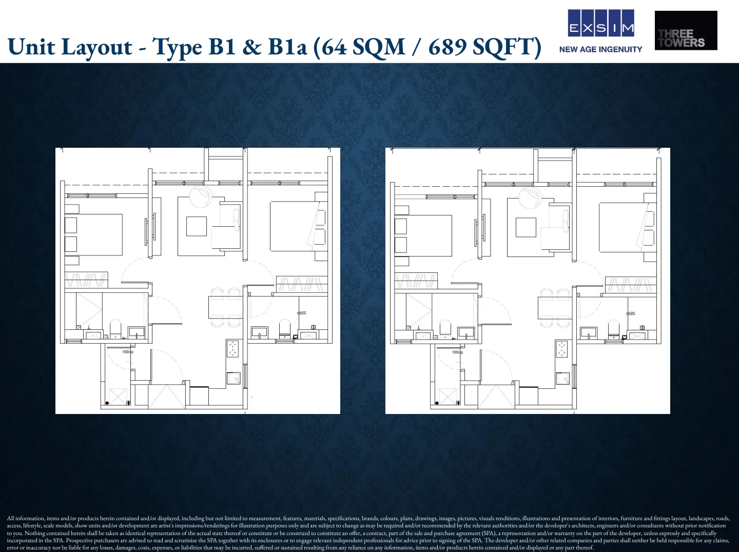 The Vividz Type B1 Floor Plan - 689SQFT from verified project brochure