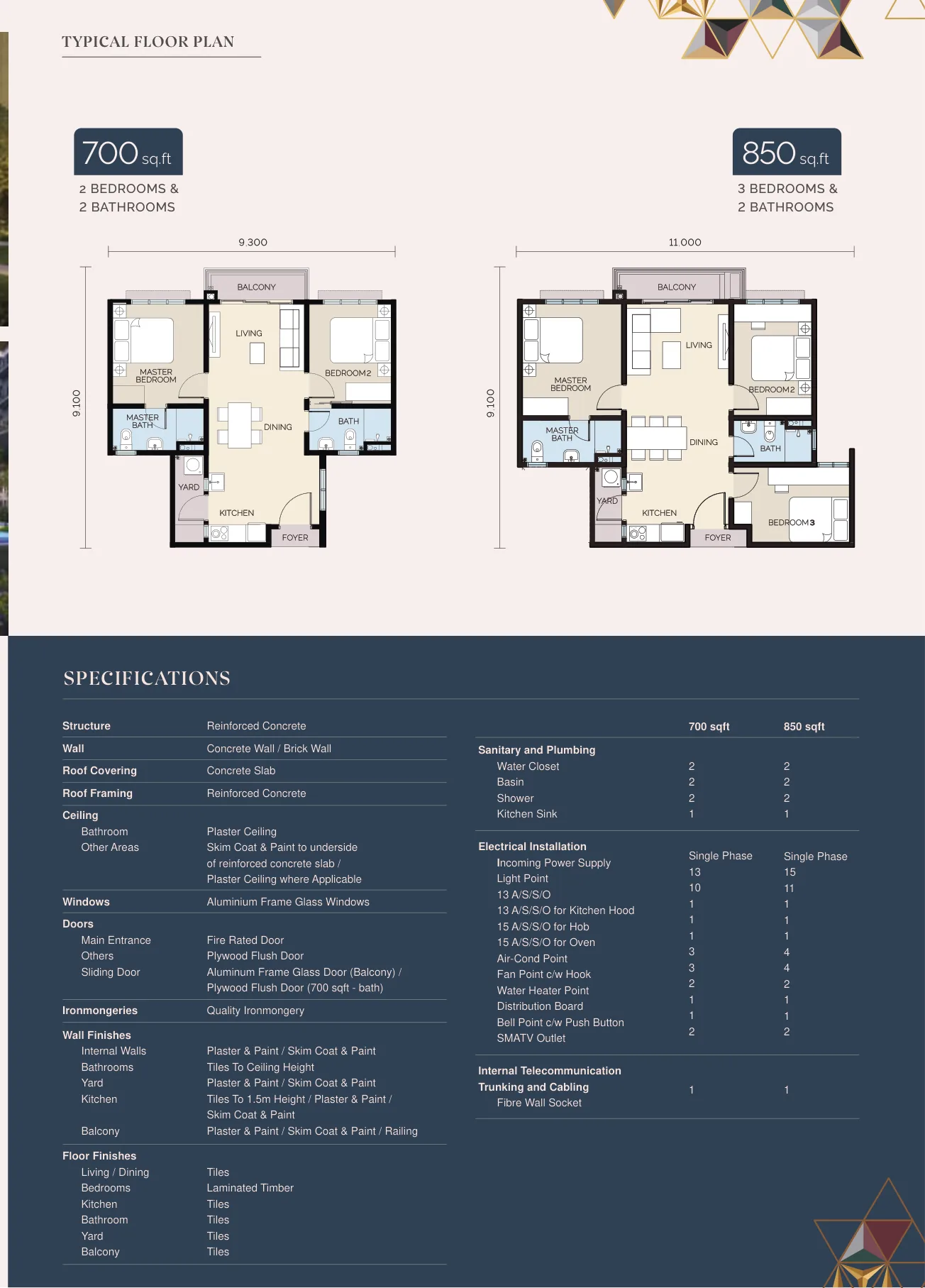 The Wyn 850sq.ft Floor Plan from verified project brochure