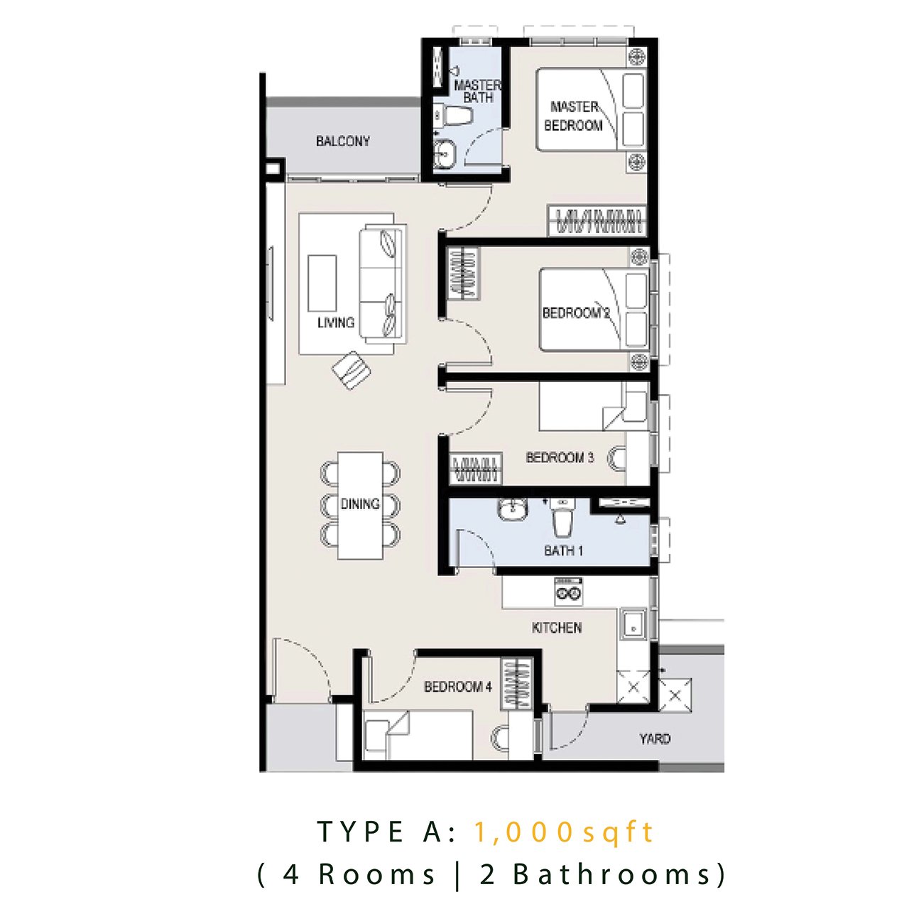 Tiara Residence Type A floor plan