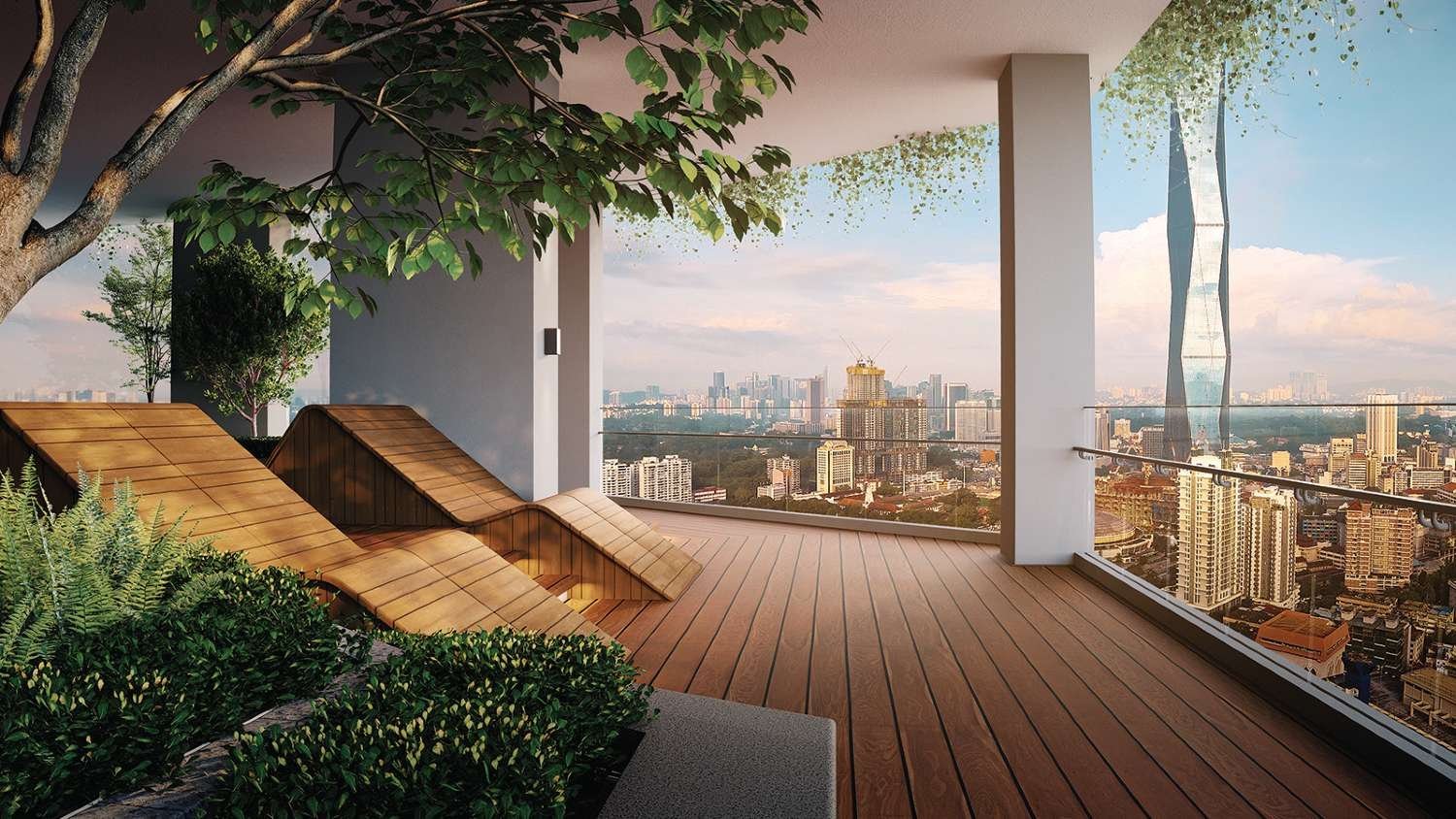 Dek pemandangan udara untuk penduduk Times Square 2 Residences di Bukit Bintang