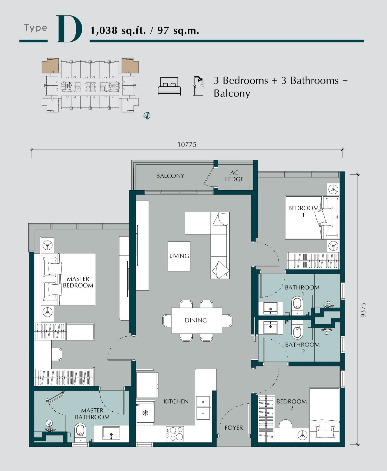 Pelan lantai Times Square 2 Jenis D