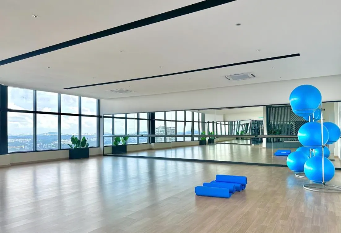 Twin Tower Residence indoor yoga and dance studio with mirrored wall, Bukit Chagar in Bukit Chagar, Johor Bahru, Johor