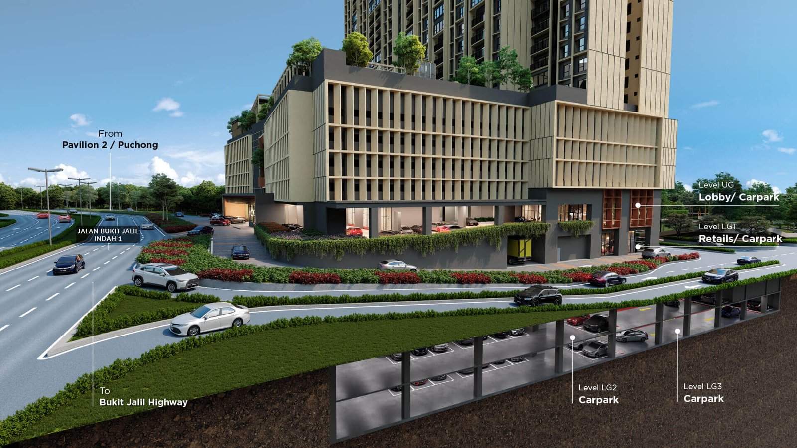 Veladaz Residences architectural section view showing tower design in Bukit Jalil