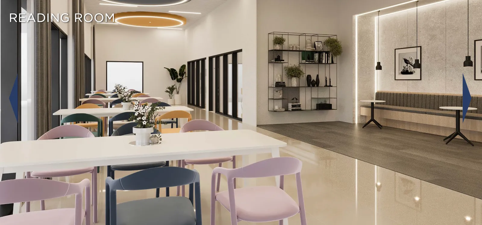 Veranda Residences Phase 2 Veranda Residences reading room and lounge with bookshelf display and lounge seating in MBW City, Johor Bahru, Johor