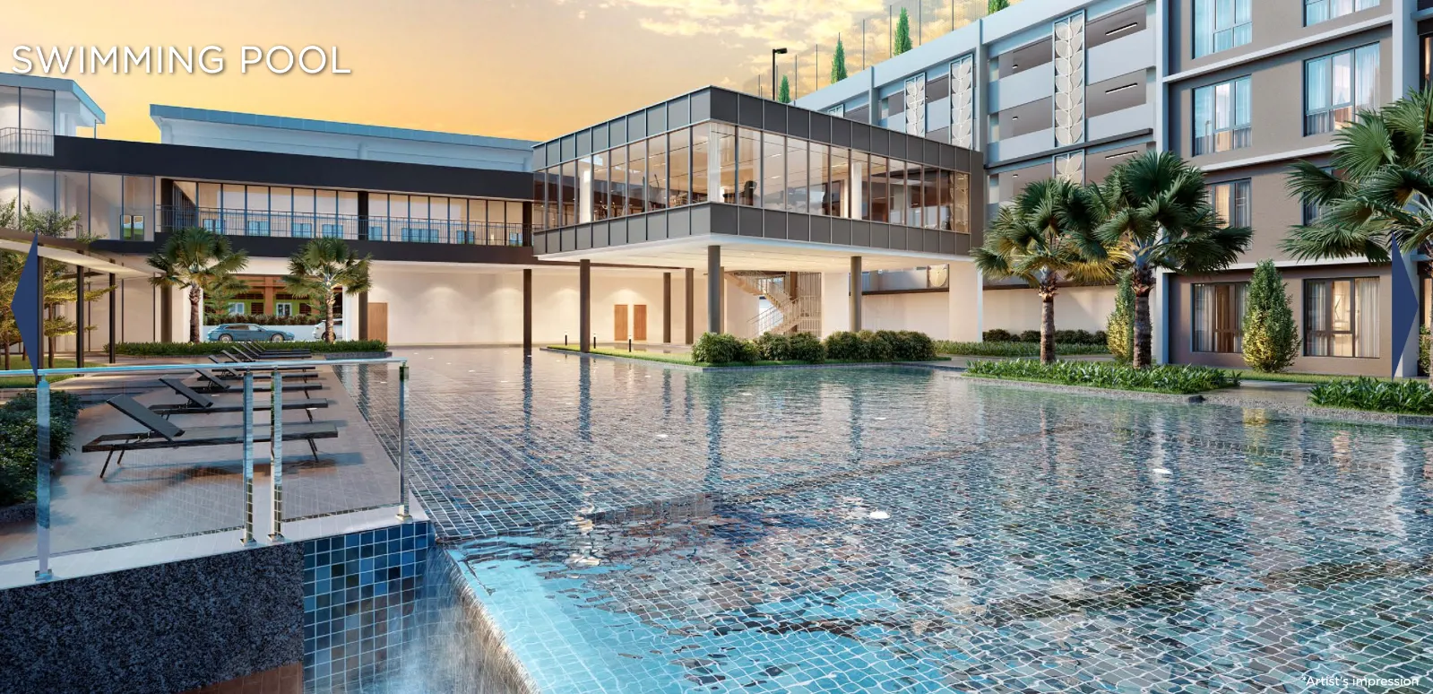 Veranda Residences Phase 2 Veranda Residences Level 2 resort-style swimming pool deck with sun loungers in MBW City, Johor Bahru, Johor