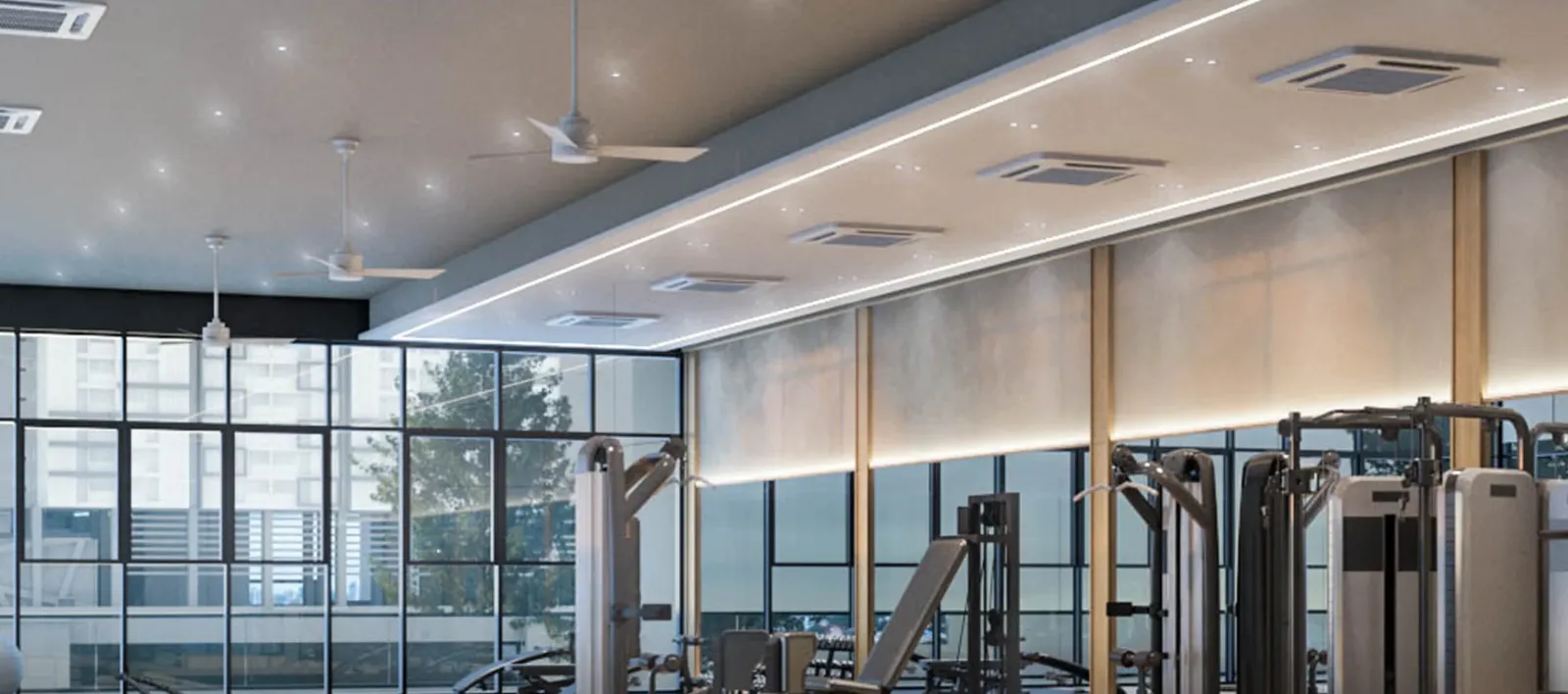Veridian Residence sky gymnasium with city view windows in VTOWN, PJ South, Selangor