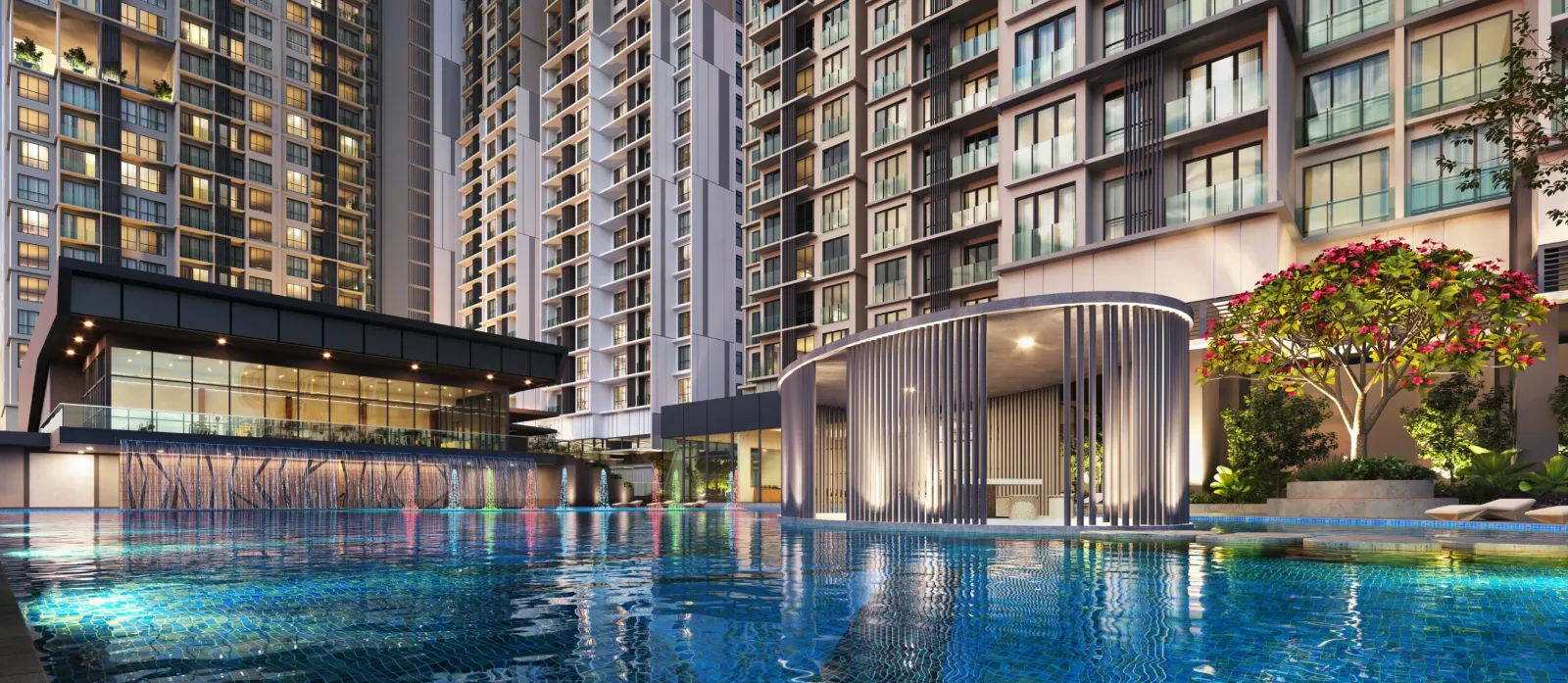 Veridian Residence 50-metre lap pool and facility deck between residential towers in VTOWN, PJ South, Selangor