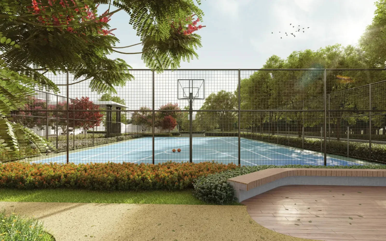 Kemudahan gelanggang bola keranjang dan tenis berpagar Vista Lavender