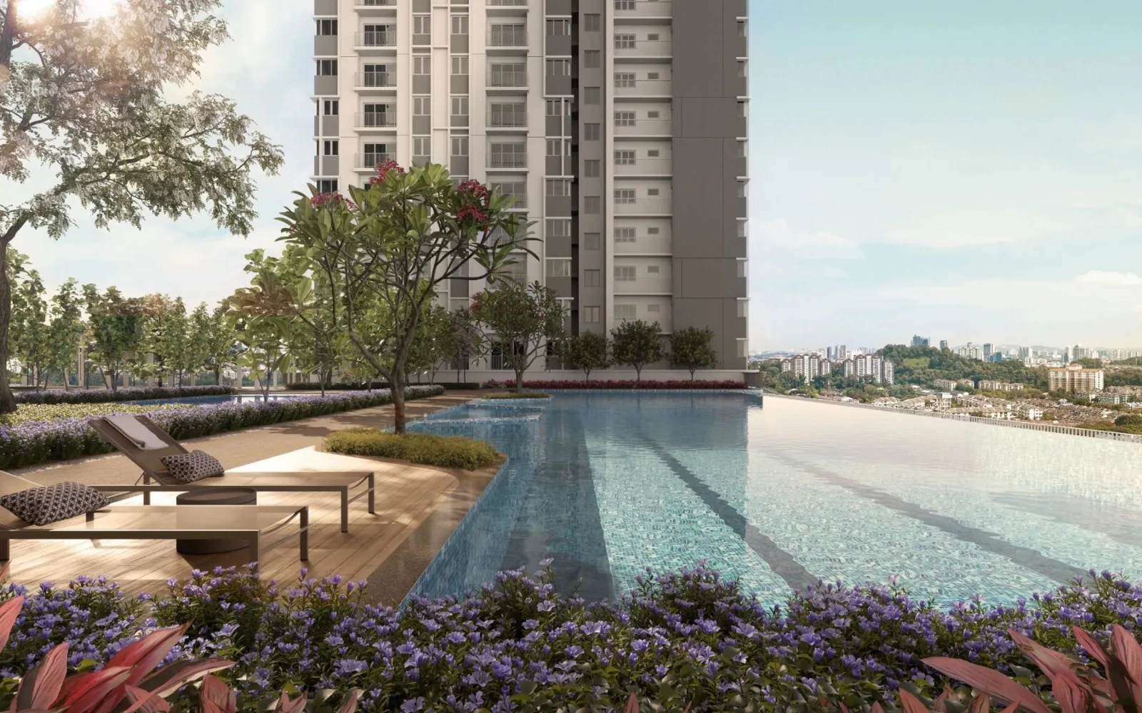 Kolam renang infiniti Vista Pool Vista Lavender dengan pemandangan bandar Kuala Lumpur