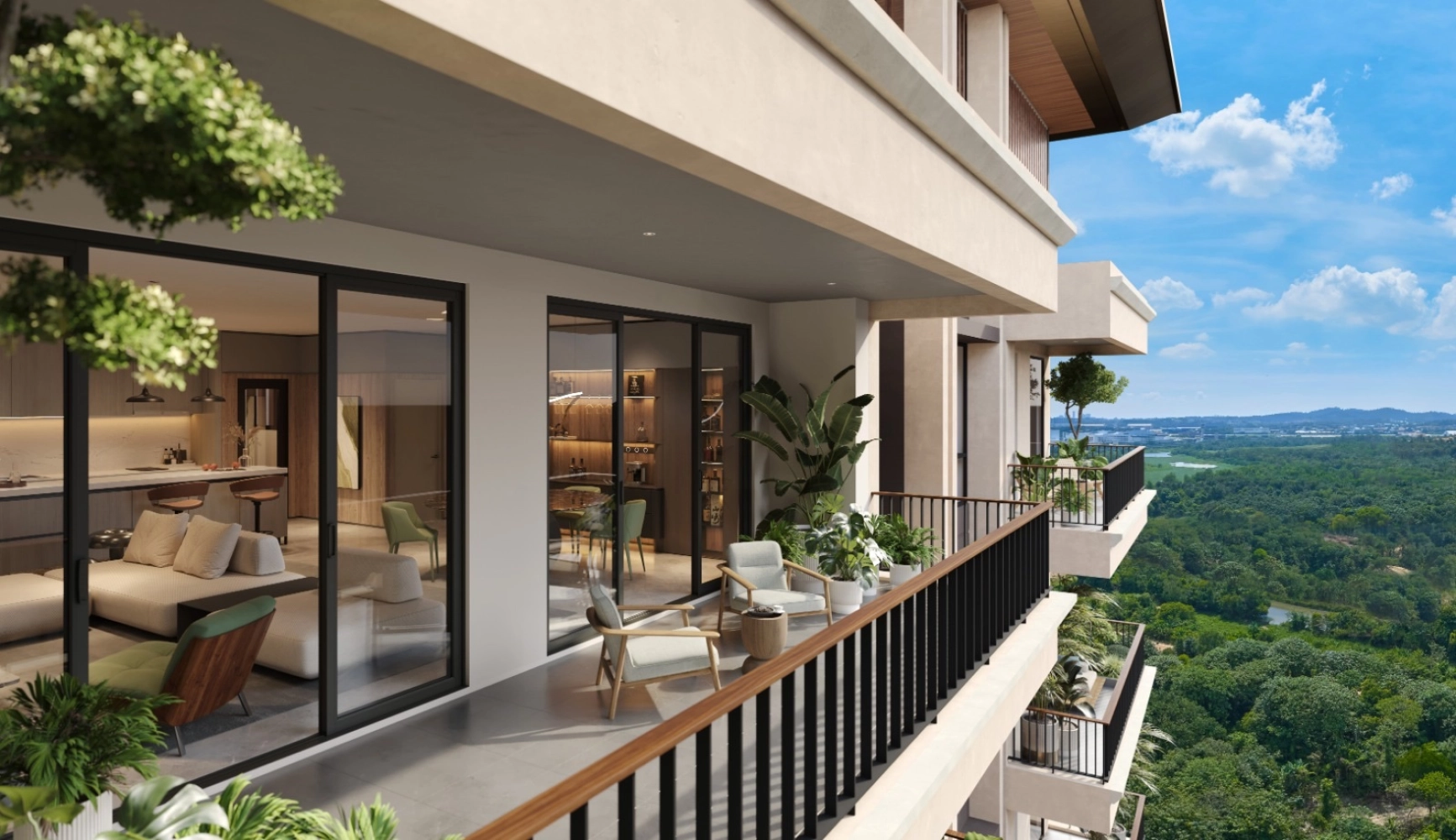 Zenia @ ParkCity Damansara Condovilla balcony and living area view in Petaling Jaya