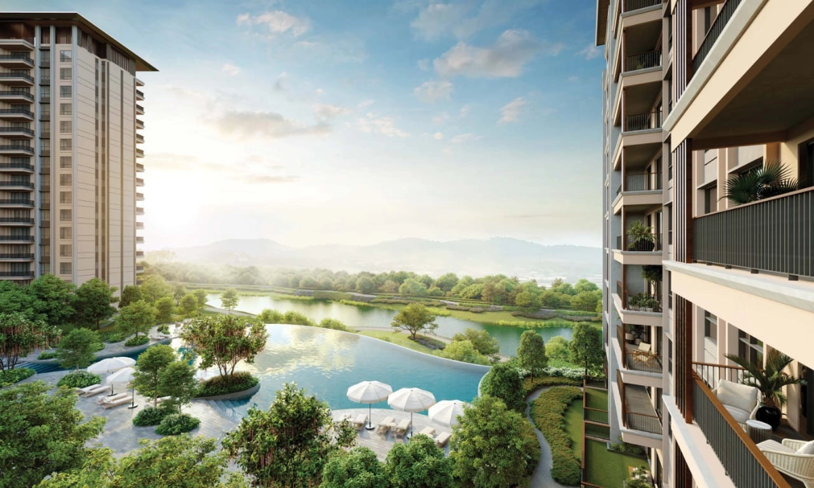 Zenia @ ParkCity Damansara infinity pool and lake view in Petaling Jaya