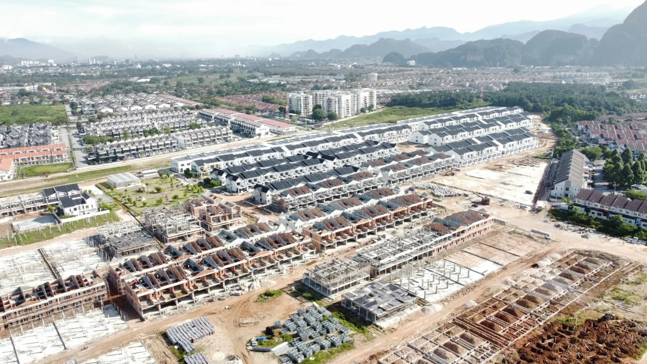 Aerial drone view of the Zentology @ Ipoh Botani township within Botani @ Ipoh South Precinct, Perak in Ipoh Botani, Ipoh, Perak